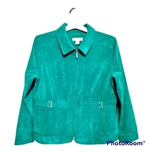 Christopher & Banks Petite Teal color jacket size Large Petite very soft